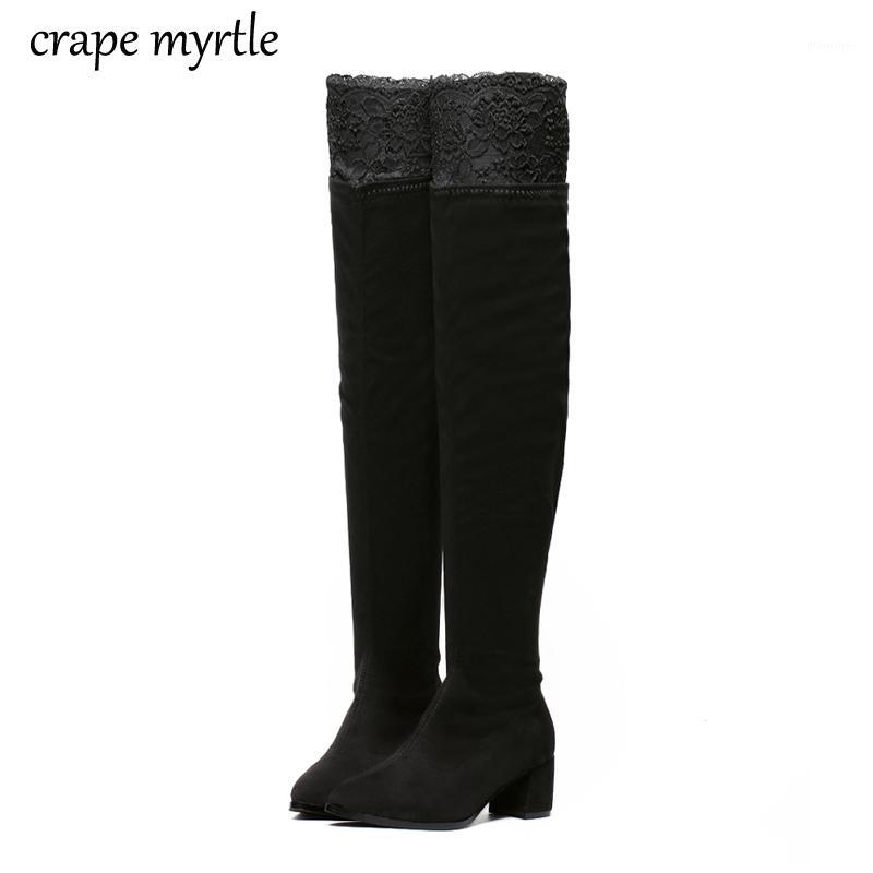 

2020 New Autumn winter new knee boots women's slim high length boots long low heels warm riding YMA9641, Black