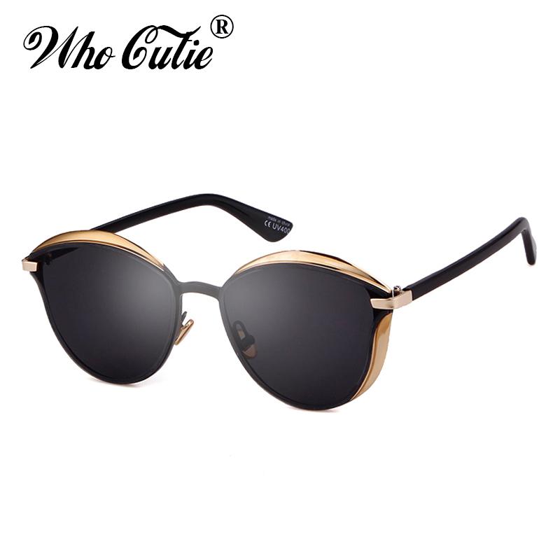 

WHO CUTIE 2020 Modern Cat Eye Sunglasses Men Women Designer Vintage Retro Female Mirror Sun Glasses Shades OM659
