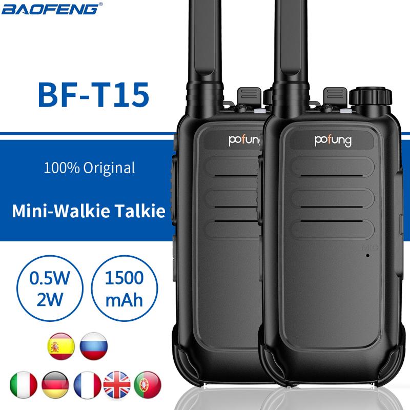 

2PCS Baofeng BF-T15 FRS Two Way Radio License-free 462-467Mhz 22CH VOX USB charging Portable Walkie Talkie Pofung