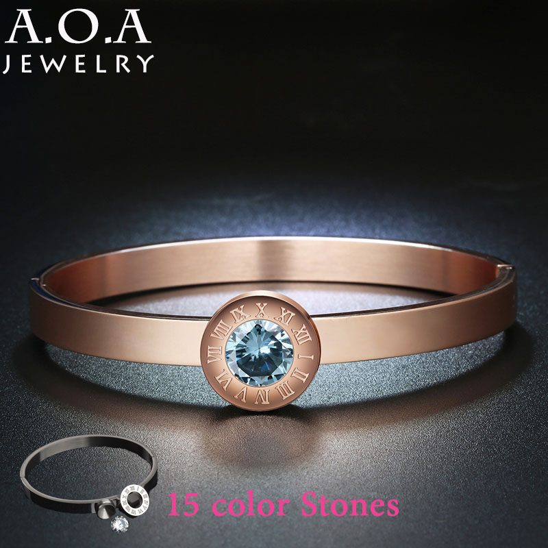 

Bracelets Stainless Steel Interchangeable CZ Stone Bangle Multicolor Birthday Stone Jewelry