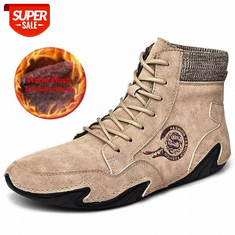 

Brand Winter Boots High Quality Split Leather Men Boots Plush Warm Snow Handmade Men's Shoes Fashion Men Motorcycle #lX5z