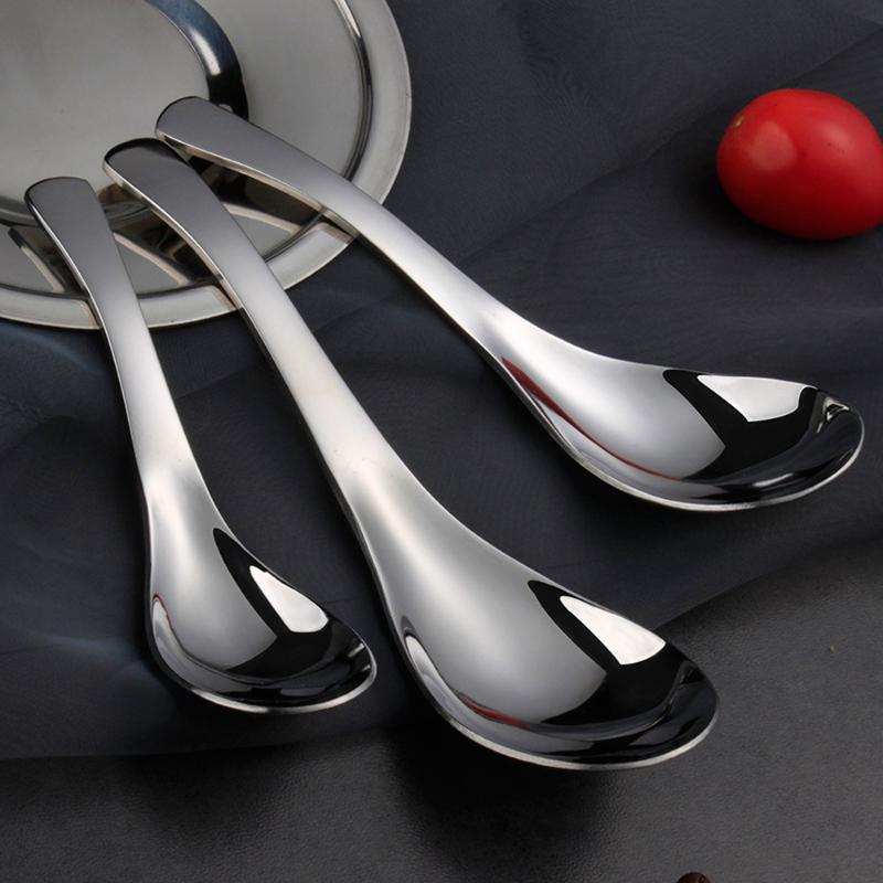 

1Pc Stainless Steel Chinese Soup Spoon Deepen Thicken Large Capacity Small Spoon Dinnerware