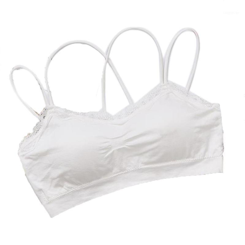 

Women One-piece Bra Vest Seamless Beauty Solid Lace Casual Back Sling O-neck Vest All Seasons Full Cup Casual1, Black