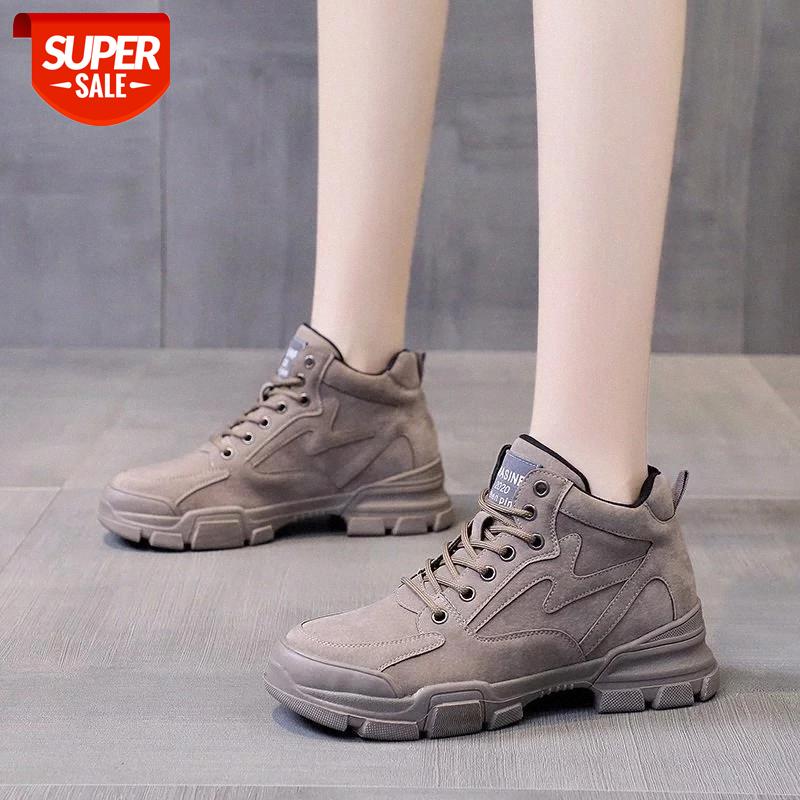 

Lucyever Women Vintage Faux Suede Combat Boots Autumn Winter 2020 Flat Heels Lace Up Casual Shoes Woman Waterproof Ankle Botas #g41s, Black