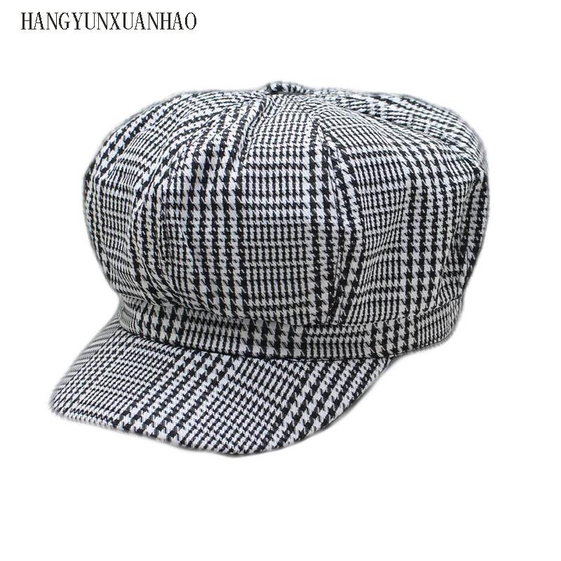 

Berets HANGYUNXUANHAO Cotton Women Beret Autumn Winter Plaid Vintage Fashion Octagonal Casual 2021 Brand Women's Caps, Pink