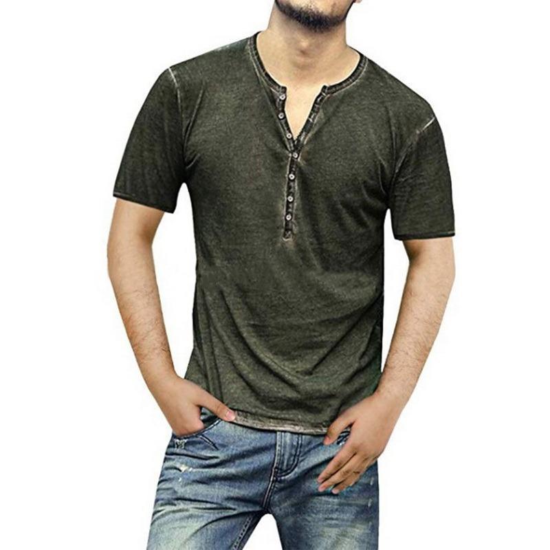 

Men's T-Shirts Basic V-Neck Henley Shirt Sweatshirt Casual Raglan Stretchy Workout Fitness Relaxed Fit Pullovers, White;black