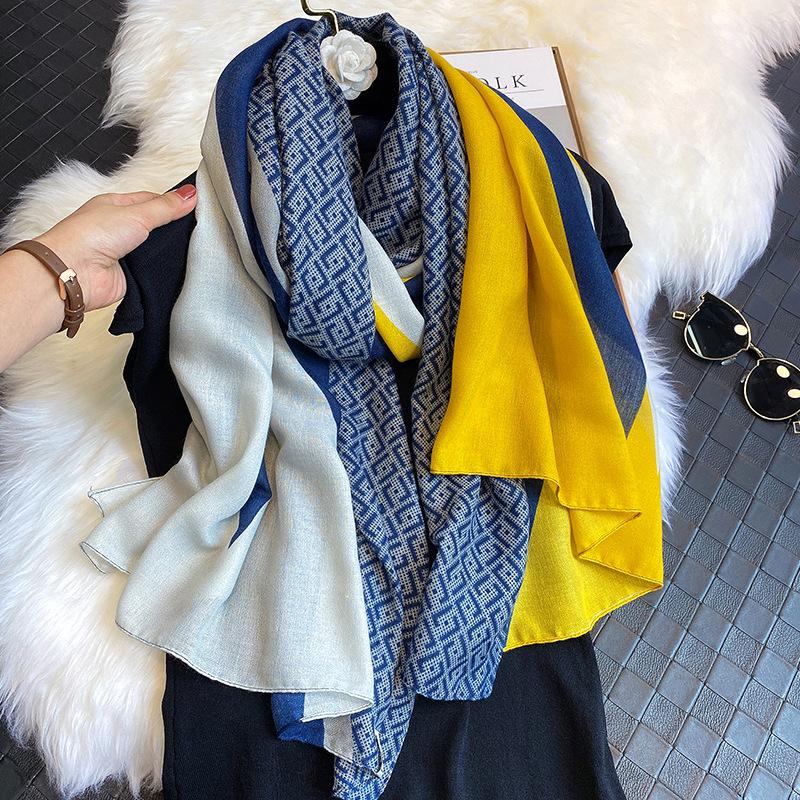 

Scarves Korean Cotton Hand Color Matching Scarf For Women's Winter Warm Air Conditioning Shawl Spring And Autumn Beach Towel