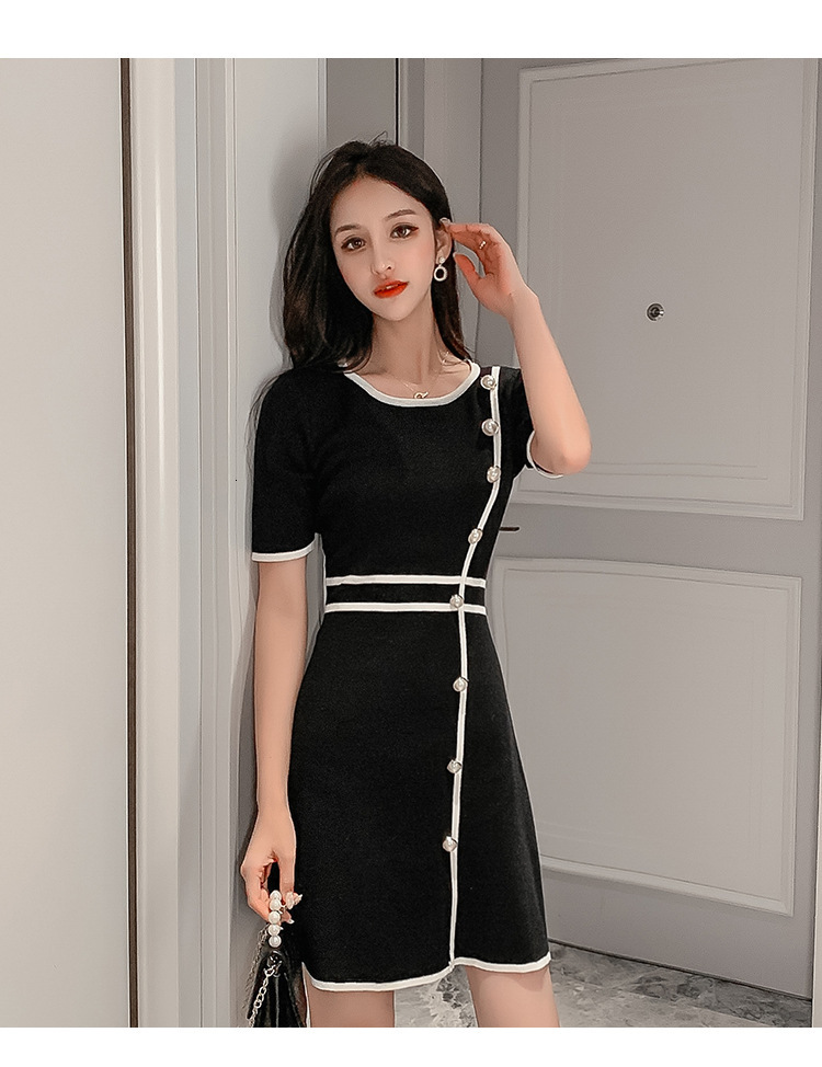 

2021 New Thin summer of Korean women smart fashion smoker French retro platycodon small temper fine knitting mid-waist dressed 967A, Deep apricot.