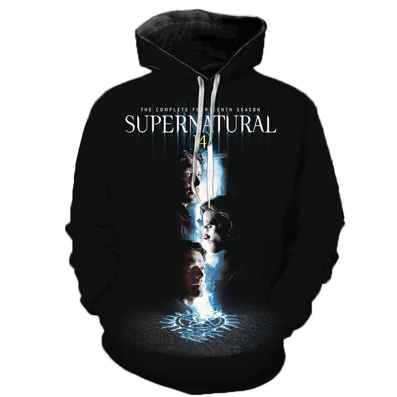 

Casual Supernatural 3D Hoodie Sweatshirts Horror TV Drama New Arrival Pullover Men Women Fashion Streetwear Harajuku Hoodies, Black
