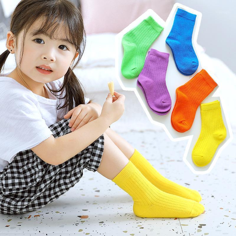 

2020 New Spring Children Socks Cotton Candy Colors Fashion Boys Girls Socks 1-12 Year Kids 10 pairs / lot1, Black