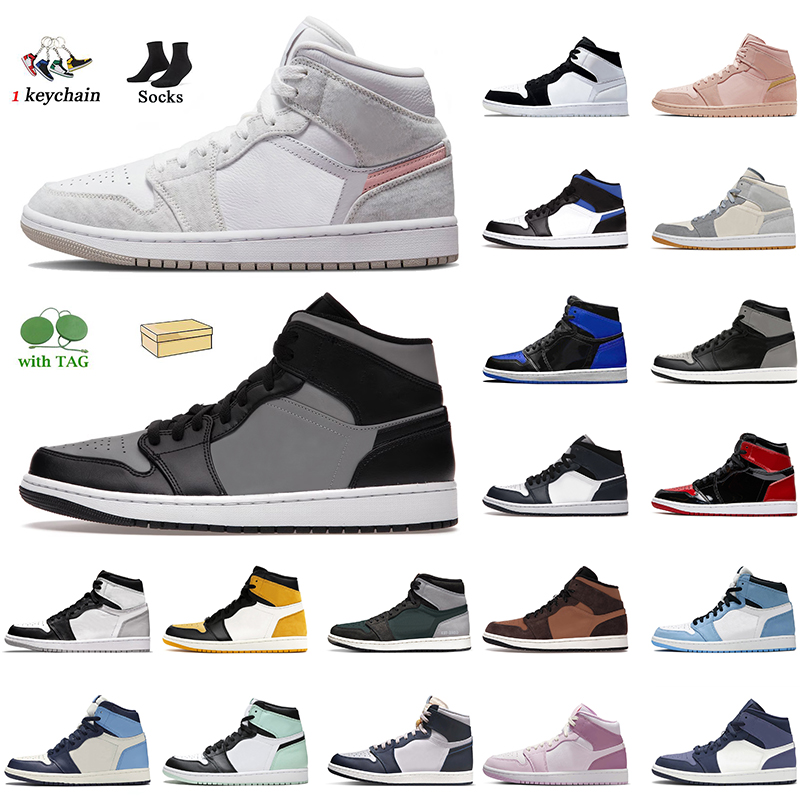 

Authentic High OG 1 Mens Trainers Jumpman 1s Basketball Shoes With Socks Mid Light Iron Ore Shadow Red University Patent Royal Blue Wolf Grey Aluminum Women Sneakers, A27 mid barely orange 36-46