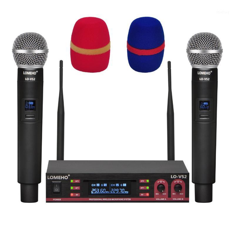 

Lomeho LO-V52 2 Way VHF Metal Handheld Transmitter Dynamic 2 channels Church Conference Karaoke Party DJ Wireless Microphone1