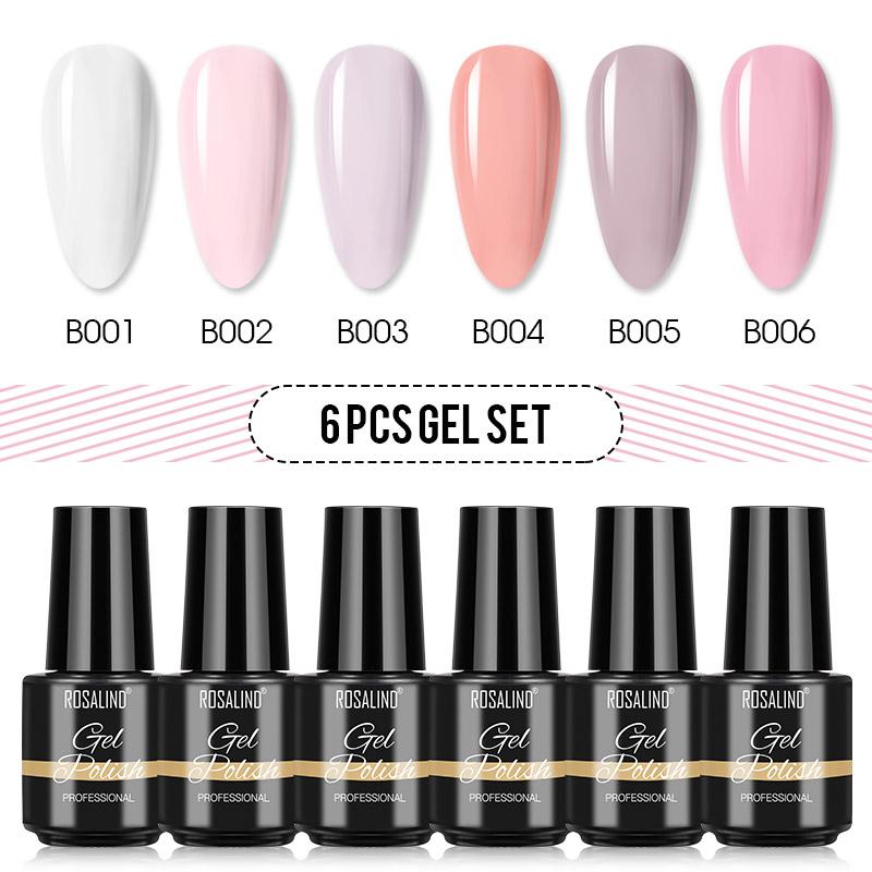 

ROSALIND 6PCS/Kit Gel Polish Set Manicure Nail Polish Art Design Soak Off Semi Permanent Gel Lacquer Need Base Top Primer