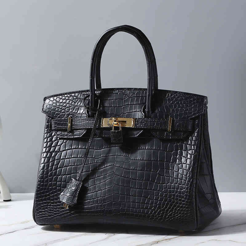 

Luxury Women Fashion Handbags Crocodile Skin Brikins Women's Bag 2022 Large Capacity Versatile Luxury Real Leather, Red