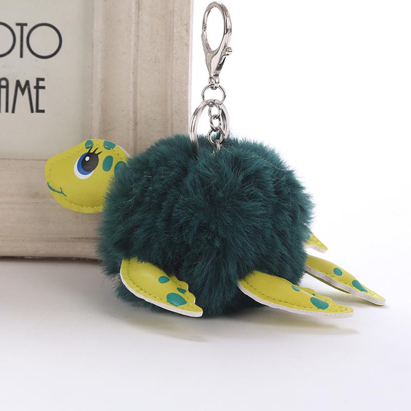 

Cute Turtle Ball Fake Fur Pompom Keychain For Womens Bag Cars Soft Pom Pom Fluffy Key Chains Keyring Pendant Porte Clef Charm