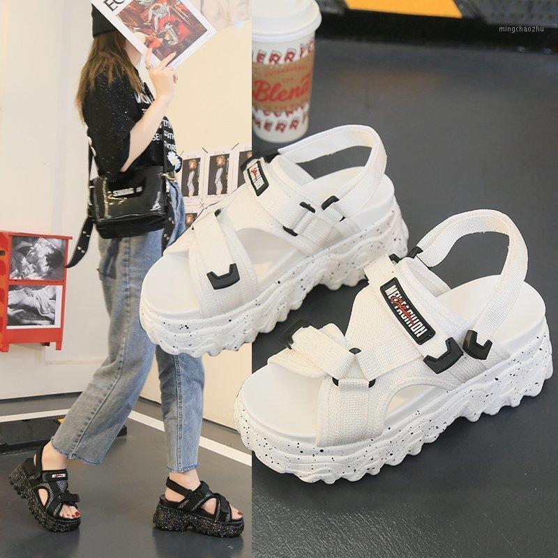 

Sandals female summer wear 2020 new wild sponge cake thick bottom sandals fashion casual beach shoes Z8071, Black