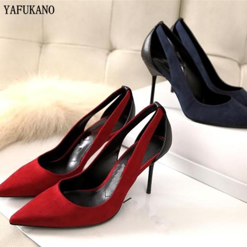 

2020 Brand Womens Shoes Mixed Colors Pointed Toe Hollow High Heels Sexy Thin Heel Dress Party Pumps Plus Size 3132 33 43 44 45, Blue