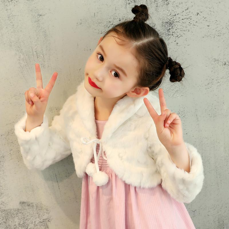 

Sale] Kid Winter Warm Faux Fur Short Coat Girl Thicken Shrug Child Shawl Cape Bolero with Ribbon [KDMP133