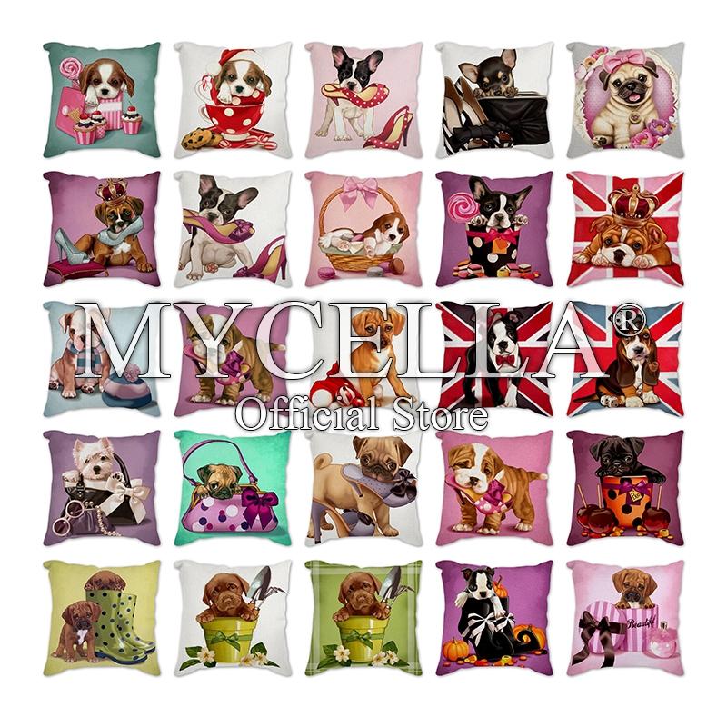 

Pug Home Pillow Decoration Lovely dog Painting Cushion Decorative Cover Pillowcase Sofa Throw Pillows Almofadas Decorativas 45cm Pillow Case
