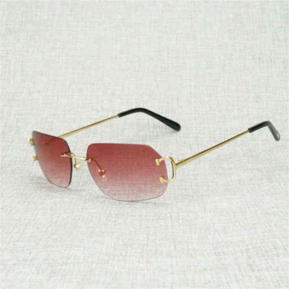 

Fine Accessories Ancient New Lens Shape Metal Farme Sunglasses Men Rimless Wire Square Gafas Women for Outdoor Club Accessories Oculos Shades French