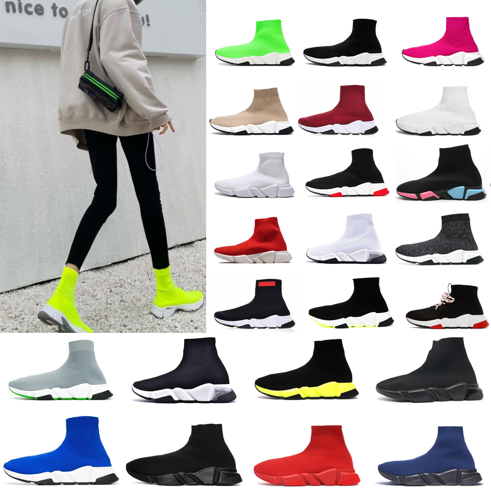 

2022 New Color Fashion Trainers Designer Sock Shoes Slip-on Boots Sport Running Casual Shoe Stretch Triple Black Platform Women Men Walking Hiking Jogging