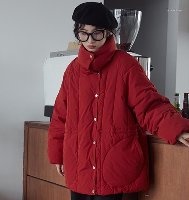 

2020 Winter Casual Wide-waisted Warm Thickness Padded Outwear Solid Cotton Padded Coat Jacket Women Large Fur Collar1, Beige