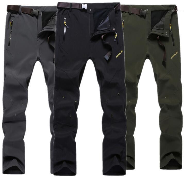

Winter Outdoor Trousers Men Waterproof Windproof Breathable Soft shell pants Large size Fishing Hiking camping warm Fleece pants1, Black