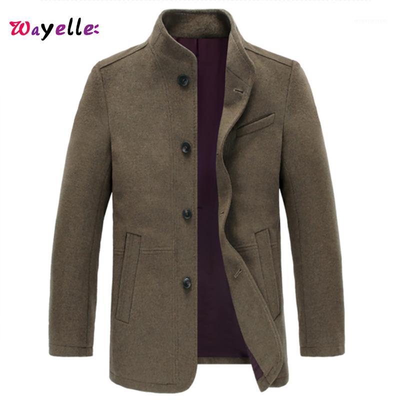 

2019 New Arrival Casual Men Wool Blend Coat Winter Single Breasted Male Overcoats Cashmere Camel Wool Business Casual Jackets1, Khaki