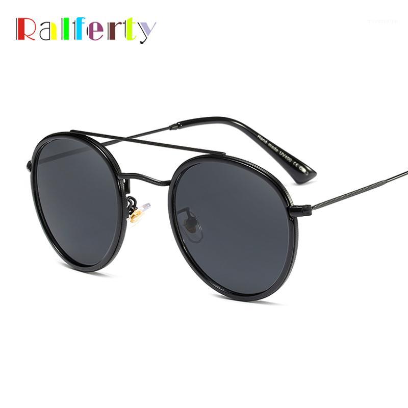 

Ralferty Classic Vintage Round Sunglasses Women Men Double Bridge Metal Frame Black Sun Glasses Ladies Zonnebril Dames F921921