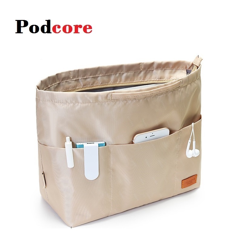 

Portable Purse Organizer Travel Cosmetic Pouch for Women Designer Handbag Multi Pockets Compartments Organizador Maquillaje 201201, Small