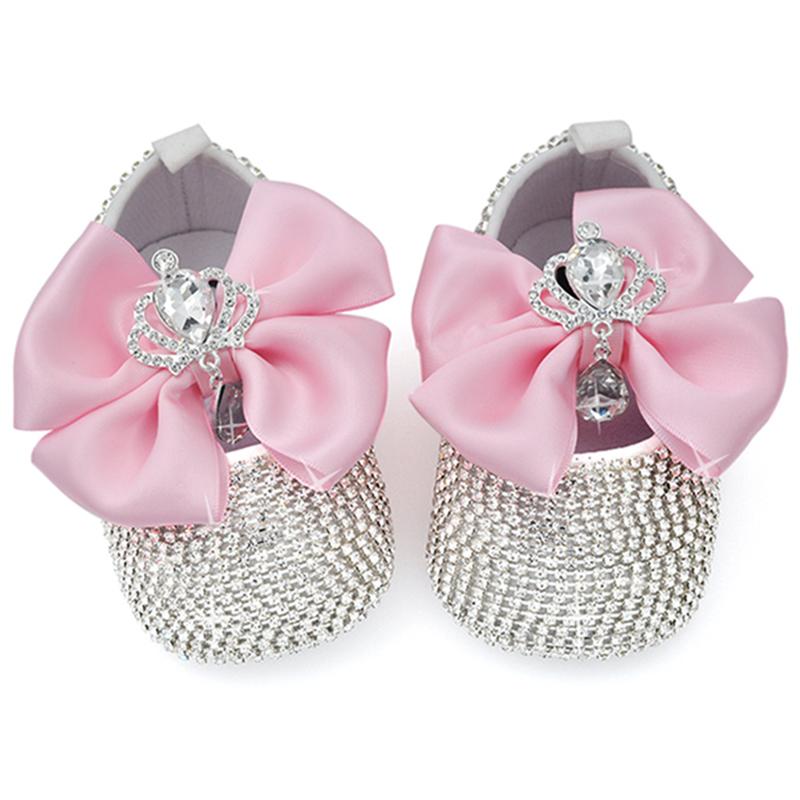 

First Walkers Dollbling Girls Pink Crown Ballerina Baptism Shoes Infant Dazzling Dress Handmade Mommy Daughter Outfit Bling Chupetes