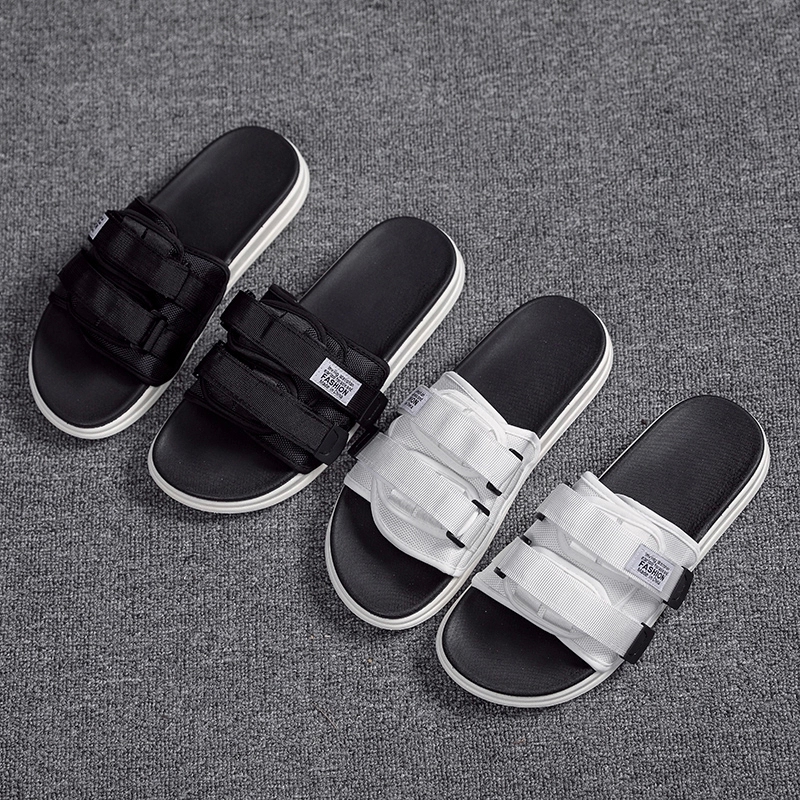 

X 2019 Summer Slippers Men Beach Slides EVA Non-slip Outdoor Beach Flip Flops Plus Size -46 High Quality Comfortable Slides #nG2V, Black