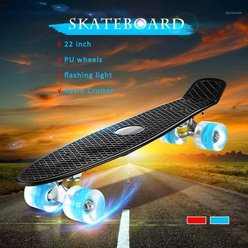 

4 Wheels Steel Bearing Skateboard with LED Flashing Wheels 22 In Four-wheel Mini Longboard Skate Board Skateboard Outdoor Sports1, Red