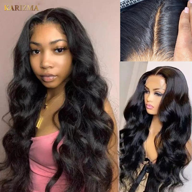 

150% Transparent Body Wave Lace Frontal Wig Pre Plucked Human Hair Wigs 30 Inch Lace Front Wig For Women 8-36inch T Part Wigs, Black;brown