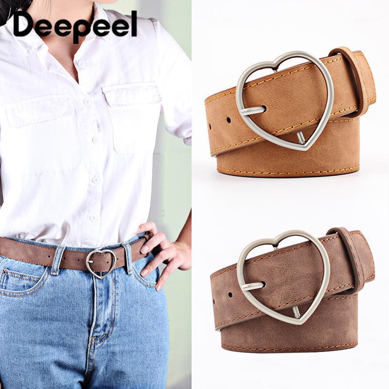 

Deepeel 1/3pcs 3.5X103cm Designer Belt Women High-quality Faux Frosted Leather Metal Heart Pin Buckle Belt Jeans Shirt Accessory1, White