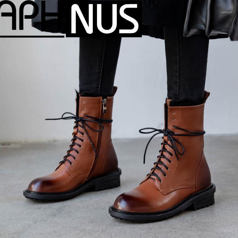 

APHNUS Womens Boots Short Ankle Booties Flats Low Mid Heels Pumps Woman 2020 Shoes For Women New Boot1, Black 2.5cm