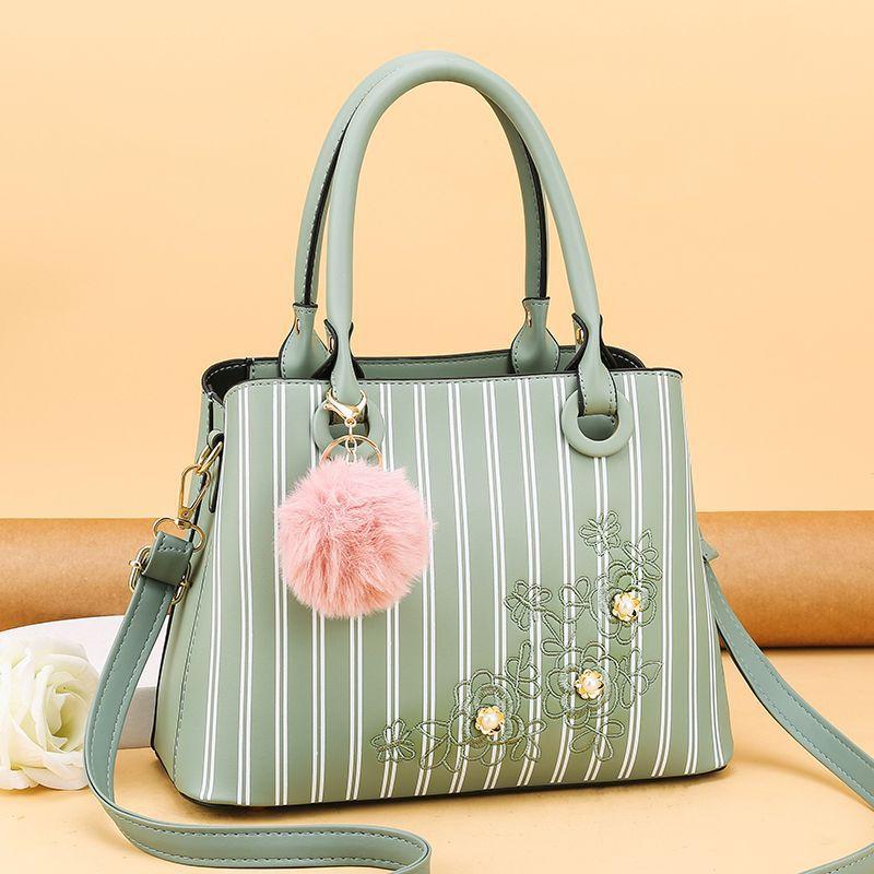 

Women Bags Female Purse Handbags Striped Ladies Handbag Simple Embroidered Shoulder Messenger Bag New 2021 Leather Bags, Black
