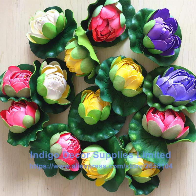 

Wholesales 200pcs PU Lotus Water Lily Decoration Artificial Flower Garden Party Swimming Pool El Interior Trim Decorative Flowers & Wreath, 200pcs yellow