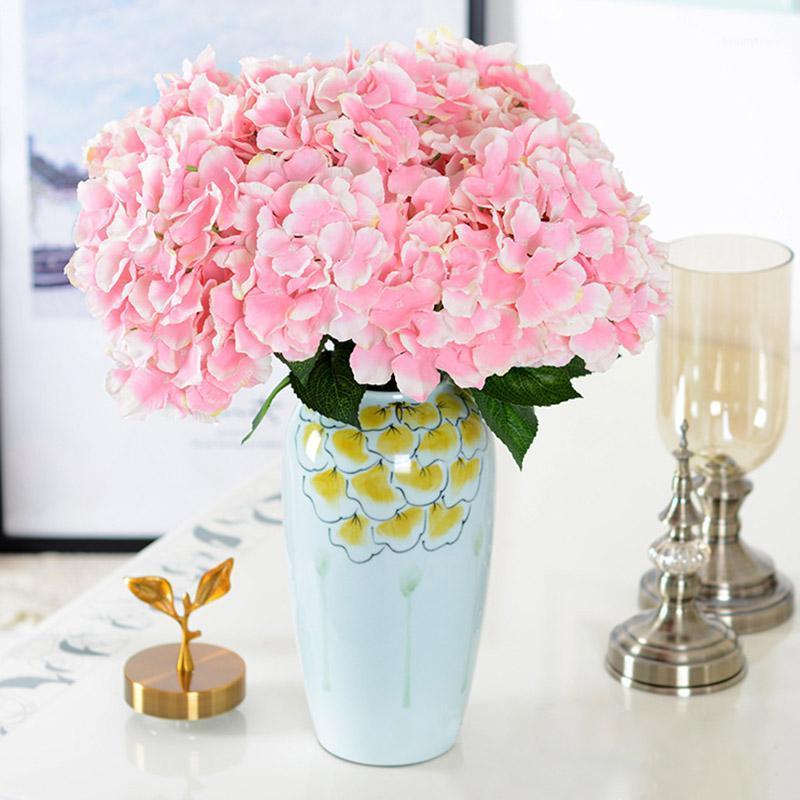

Artificial Faux Floral Flowers Plants With Leaf Bud Artificial Flowers Branch Wedding Party Hydrangea Bouquet Single Silk Cloth1, Blue