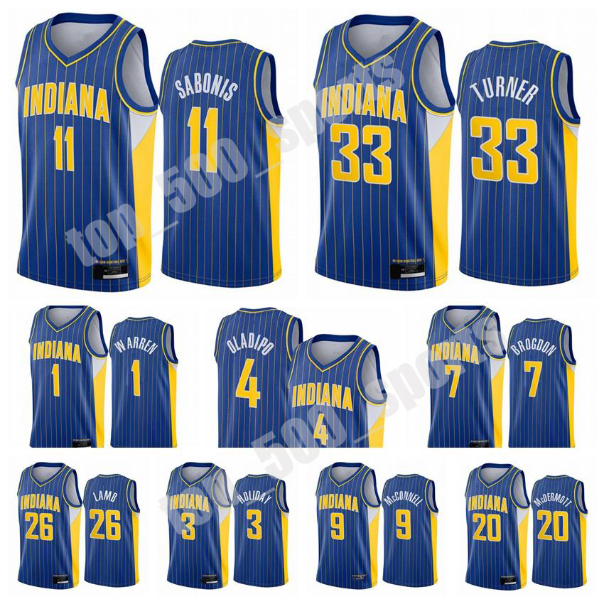 

IndianaPacers Men Victor Oladipo Domantas Sabonis Myles Turner 2020/21 Swingman City Basketball Jersey Blue Icon Edition, Colour 3