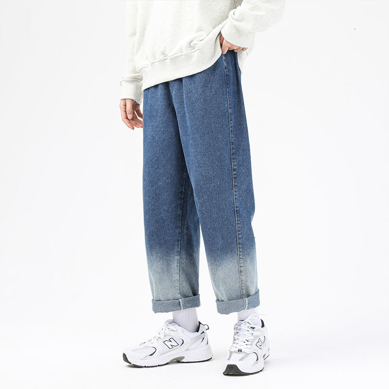 

Men's Spring 2021 and Winter New Trend Straight Gradient Leg Brem Pants Young Male Clothes ZR9R, Blue