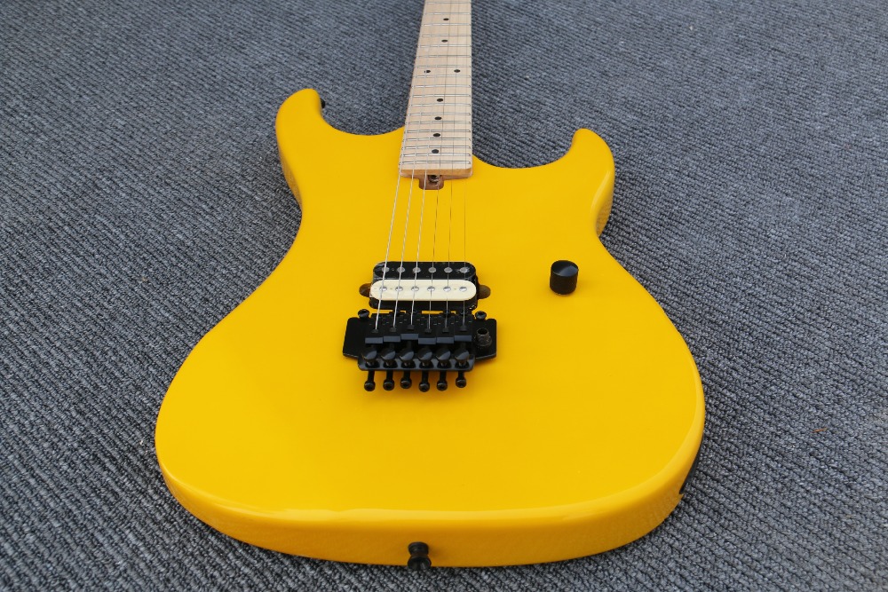 

Custom Kram Edward Van Halen 5150 Yellow Electric Guitar Floyd Rose Tremolo Bridge, Single Pickup, Maple Neck & Fretboard, Black Hardware