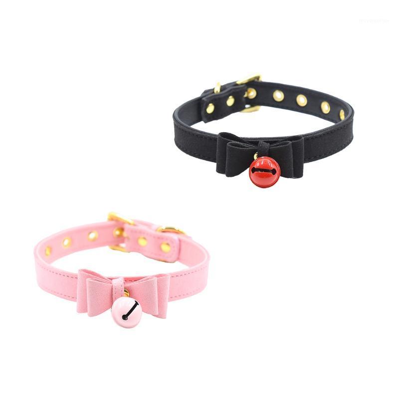 

Gothic Women Lolita Cosplay Gothic Bow Cosplay Kitten Choker with Cat Bell Choker Necklace1