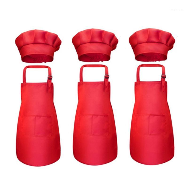 

6 Pieces of Children's Apron and Chef's Hat Set, Adjustable Children's Apron,with 2x Pockets Kitchen Apron1