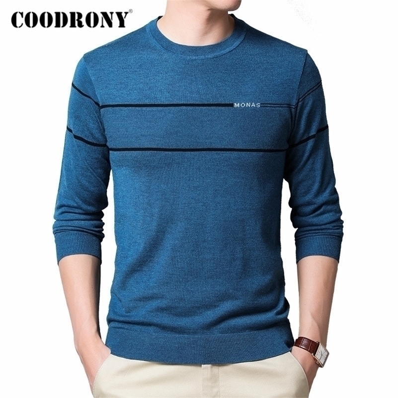 

COODRONY Brand Sweater Men Spring Autumn Casual O-Neck Pullover Men Clothes Fashion Soft Knitwear Pull Homme Cotton Shirt C1031 201201, Black