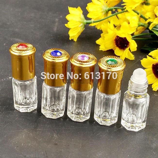 

6ml,9ml,12ml Clear Glass Roll On bottle Empty Essential Oil Gold Cap Perfume Bottle Portable Small sample vials glass Roller