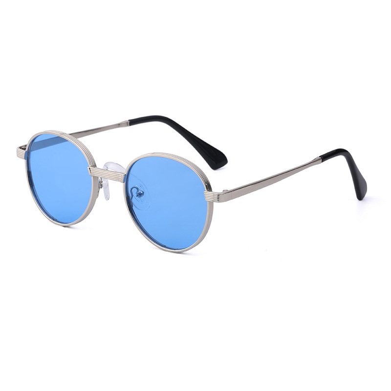 

The latest retro round frame women sunglasses modern metal style small fashion men glasses black frames red lens White mercury eyeglasses trendy female sunglasses