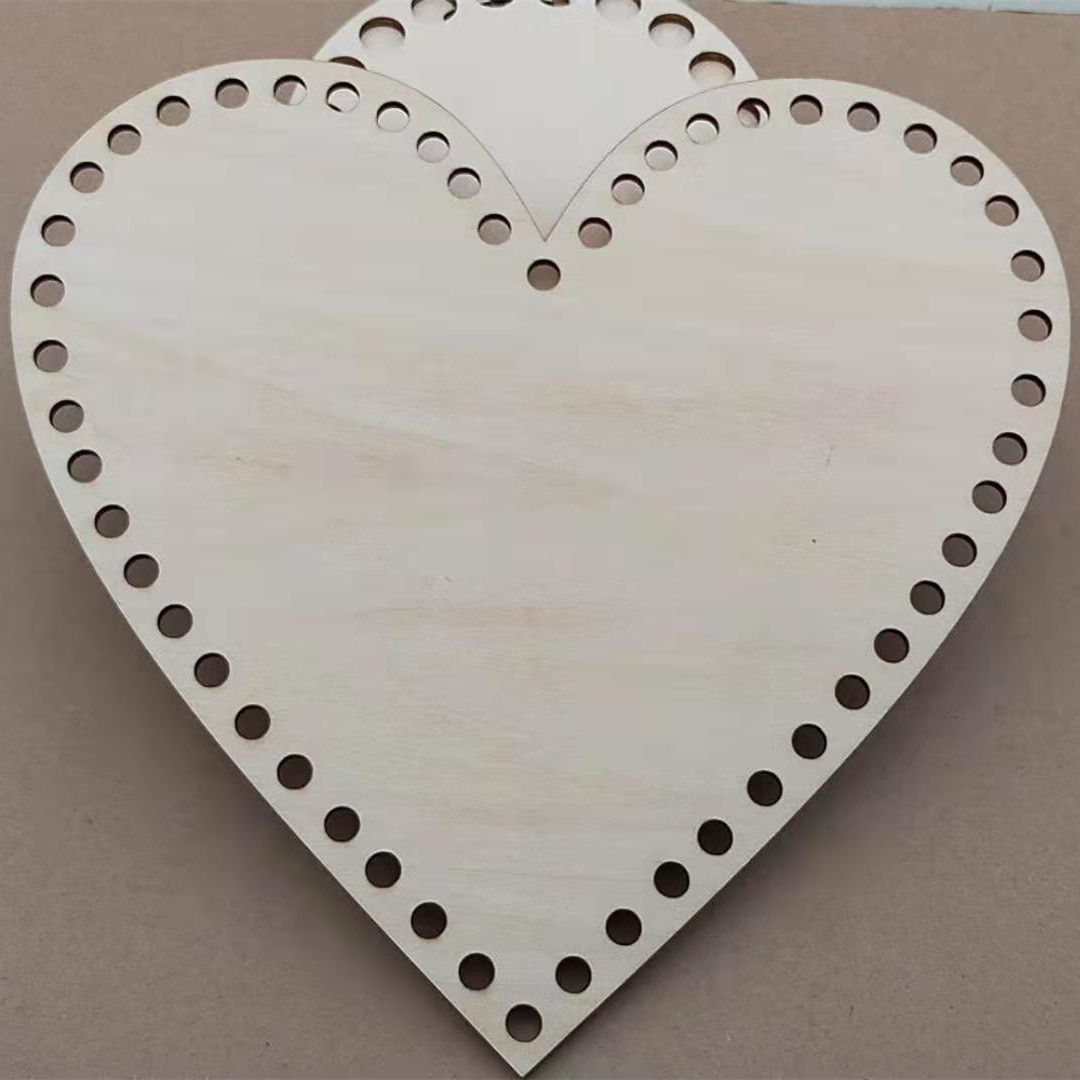 

3pcs High Quality Heart Shape Wooden Bottoms For Knitting Basket Crochet Accessory