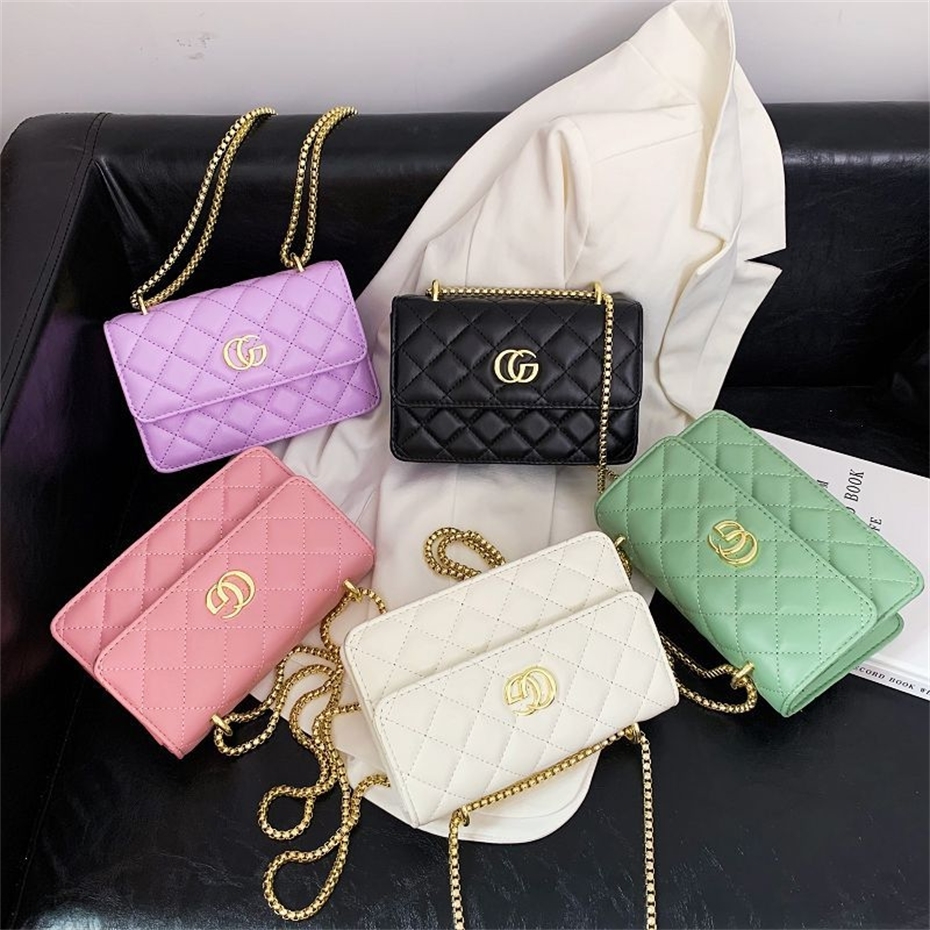 

Foreign style bag women's new fashion version Lingge embroidered thread single shoulder personalized chain messenger small, White
