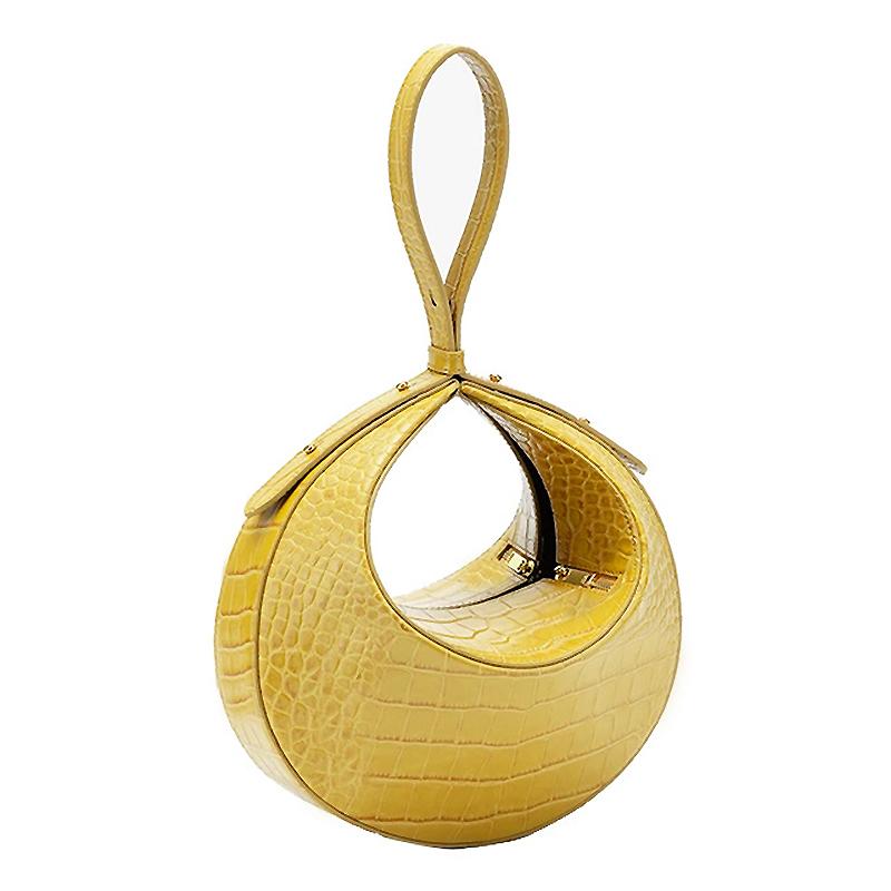 

Retro Ladies Small Round Bag 2021 Trendy Crocodile Pattern Ladies Underarm Bag Niche Design Women Handbag Shoulder, Brown